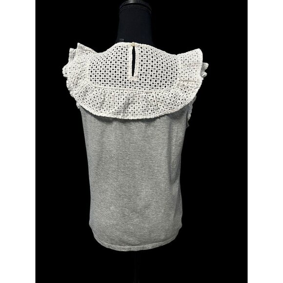 J. CREW RUFFLE WOMEN TOP, GREY/WHITE, WORK ATTIRE, WESTERN, COTTAGECORE - Picture 5 of 12